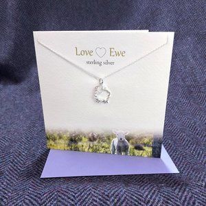 New Sterling Silver Sheep Necklace & Greeting Card (Scotland)